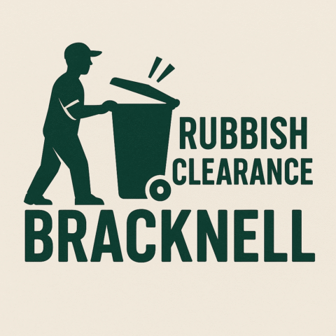 Rubbish Clearance Bracknell official logo showing waste removal worker pushing a bin – Bracknell rubbish removal and clearance services.