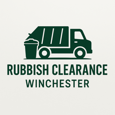 Rubbish Clearance Winchester logo with green waste truck icon