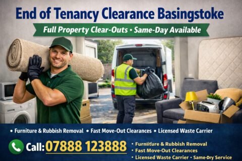 End of tenancy clearance in Basingstoke with same-day move-out rubbish removal and licensed waste carrier team